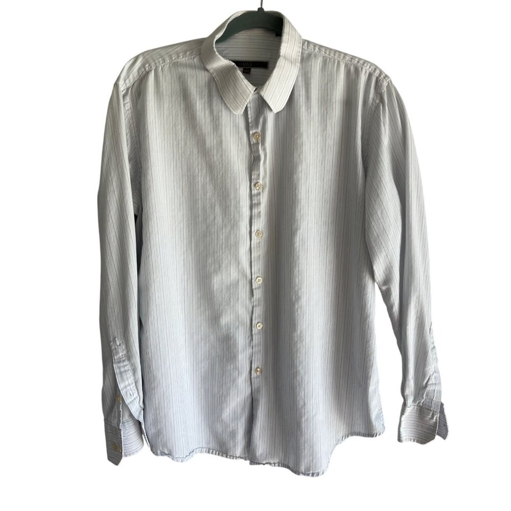 Mens Striped Button-Down Shirt L 16-16.5" 34/35 To The Max Cotton/Polyester 28b